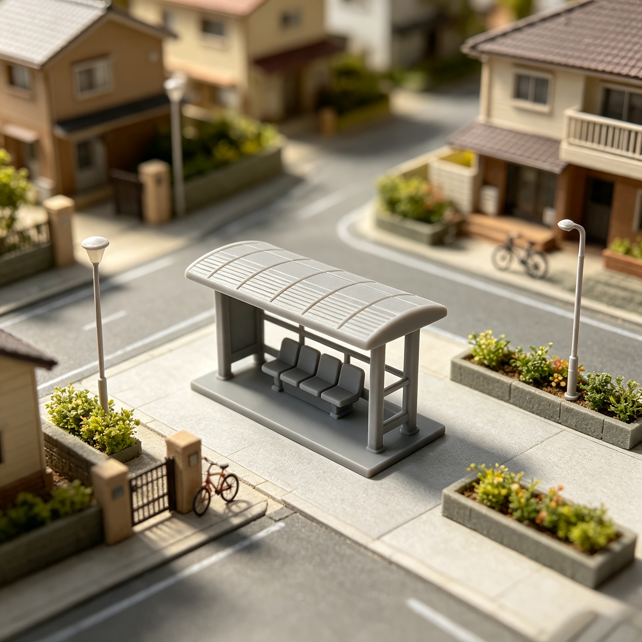 Mini Bus Stop Shelter Miniature Model with Seating